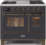 Majestic II 40 Inch Dual Fuel Liquid Propane Freestanding Range in Matte Graphite with Bronze Trim