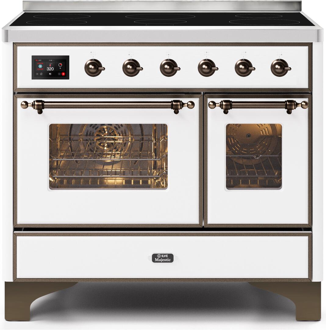 Majestic II 40 Inch Electric Freestanding Range in White with Bronze Trim