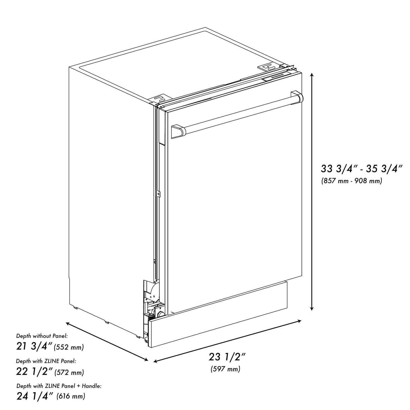 ZLINE 24" Tallac Series 3rd Rack Dishwasher with Traditional Handle, 51dBa (DWV-24) [Color: DuraSnow Stainless Steel]