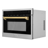 ZLINE Autograph Edition 24" 1.6 cu ft. Built-in Convection Microwave Oven in Stainless Steel and Polished Gold Accents (MWOZ-24-G)