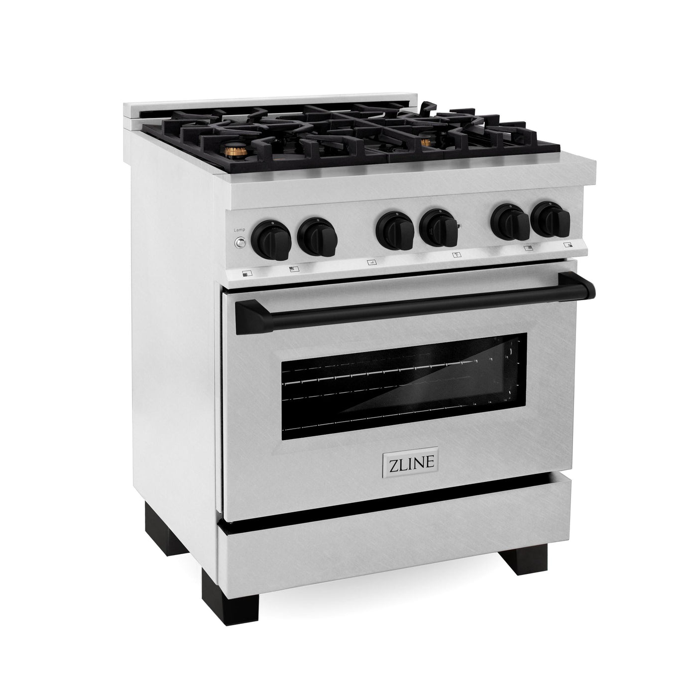 ZLINE Autograph Edition 30" 4.0 cu. ft. Dual Fuel Range with Gas Stove and Electric Oven in DuraSnow Stainless Steel with Accents (RASZ-SN-30) [Color: Matte Black]