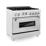 ZLINE 36" Professional 4.6 cu. ft. Gas on Gas Range in ZLINE DuraSnow® Stainless Steel with Color Door Options (RGS-SN-36) [Color: Blue Gloss]