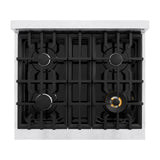 ZLINE 30 in. 4.2 cu. ft. Classic Dual Fuel Range with 4 Burner Gas Cooktop and Electric Convection Oven in DuraSnow' Stainless Steel with White Matte Door (CDRS-WM-30)