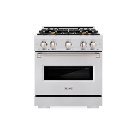 ZLINE 30 in. 4.2 cu. ft. Classic Gas Range with Convection Gas Oven in DuraSnow' Stainless Steel with 4 Brass Burners (CGRS-BR-30)