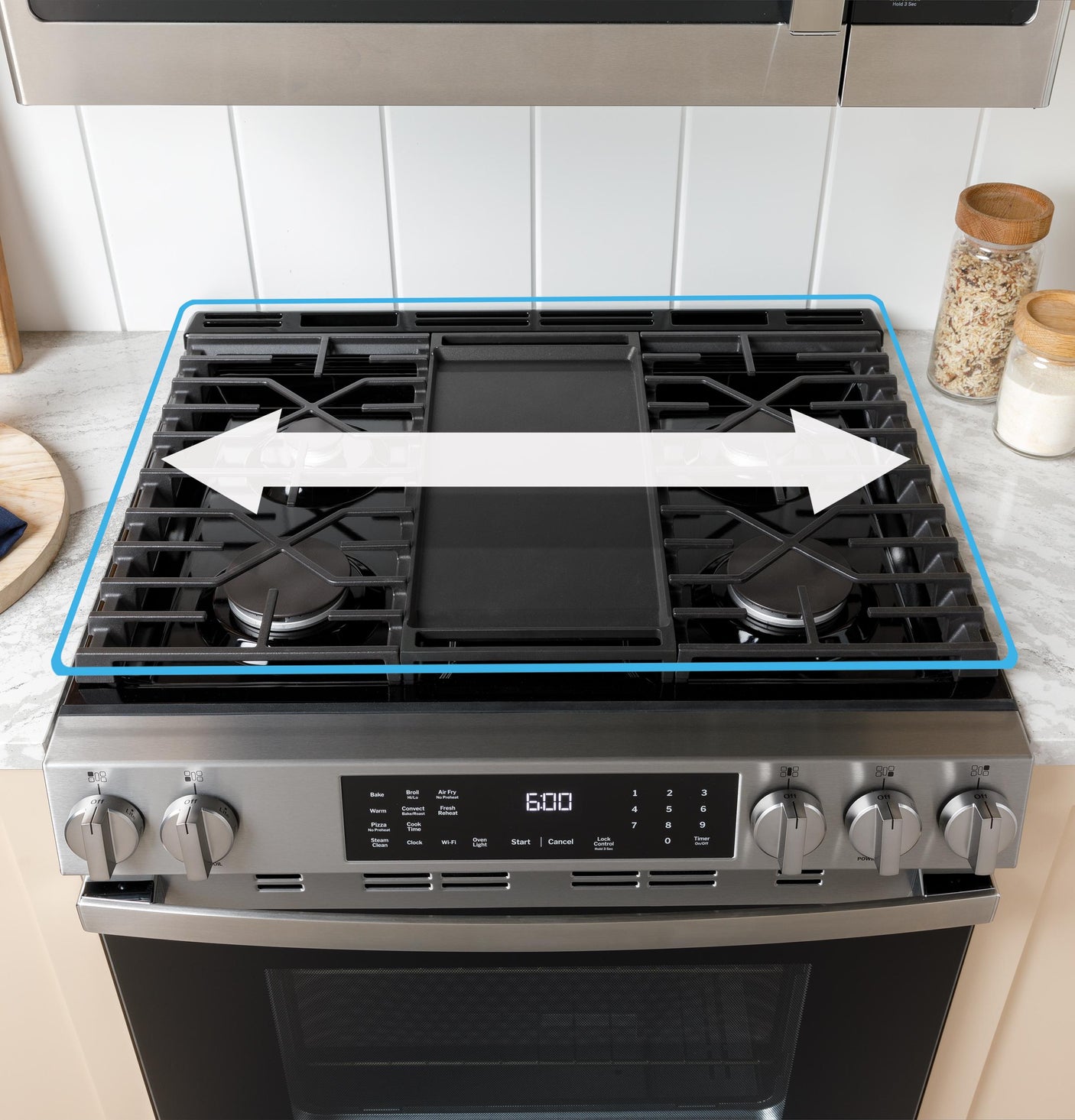 GE® 30" Slide-In Front-Control Gas Range with Crisp Mode