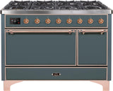 Majestic II 48 Inch Dual Fuel Liquid Propane Freestanding Range in Blue Grey with Copper Trim