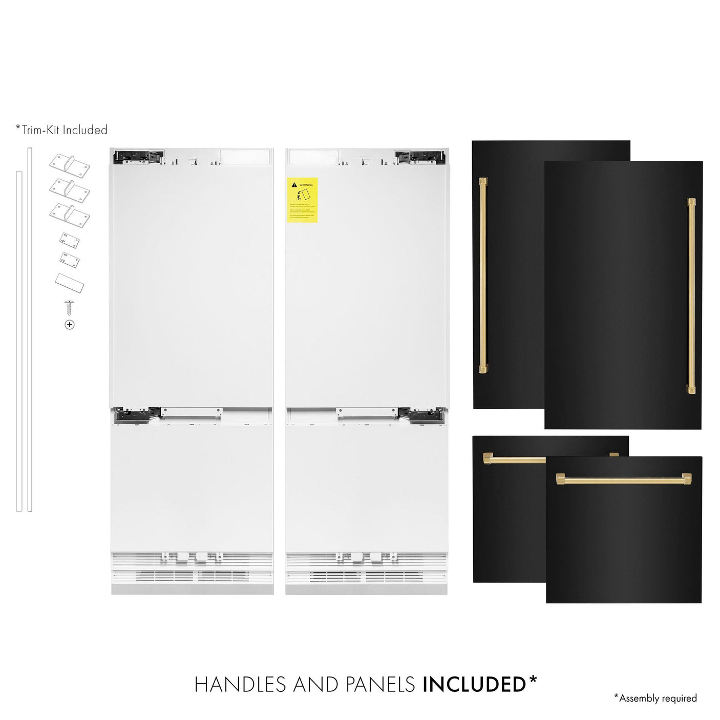 ZLINE 60" Autograph Edition 32.2 cu. ft. Built-in 4-Door French Door Refrigerator with Internal Water and Ice Dispenser in Black Stainless Steel with Polished Gold Accents (RBIVZ-BS-60-G)