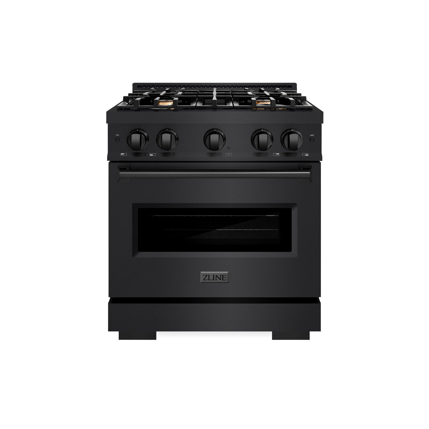 ZLINE 30 in. 4.2 cu. ft. Classic Dual Fuel Range with Gas Cooktop and Electric Convection Oven in Black Stainless Steel with 4 Brass Burners (CDRB-BR-30)