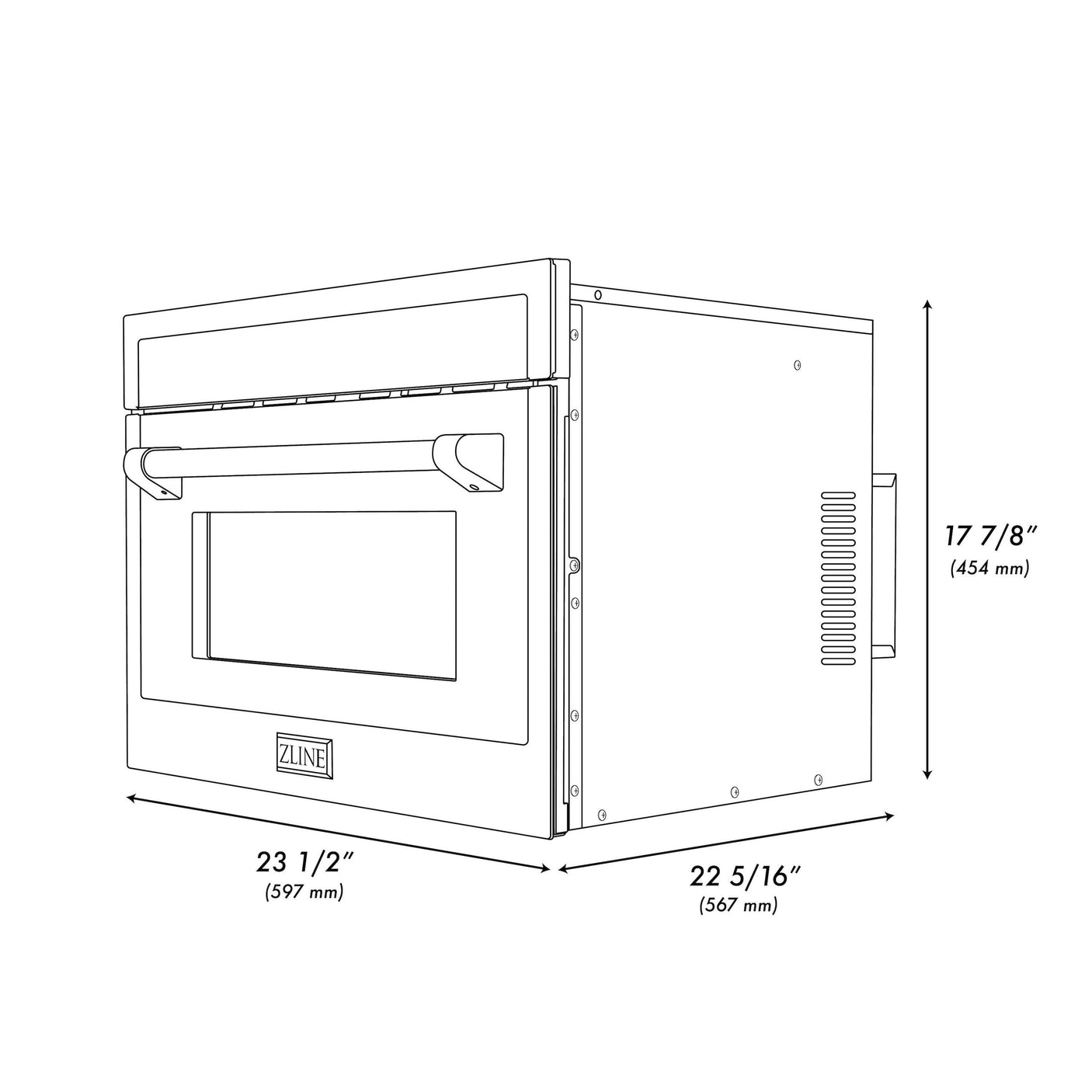 ZLINE Autograph Edition 24" 1.6 cu ft. Built-in Convection Microwave Oven in Black Stainless Steel and Champagne Bronze Accents (MWOZ-24-BS-CB)