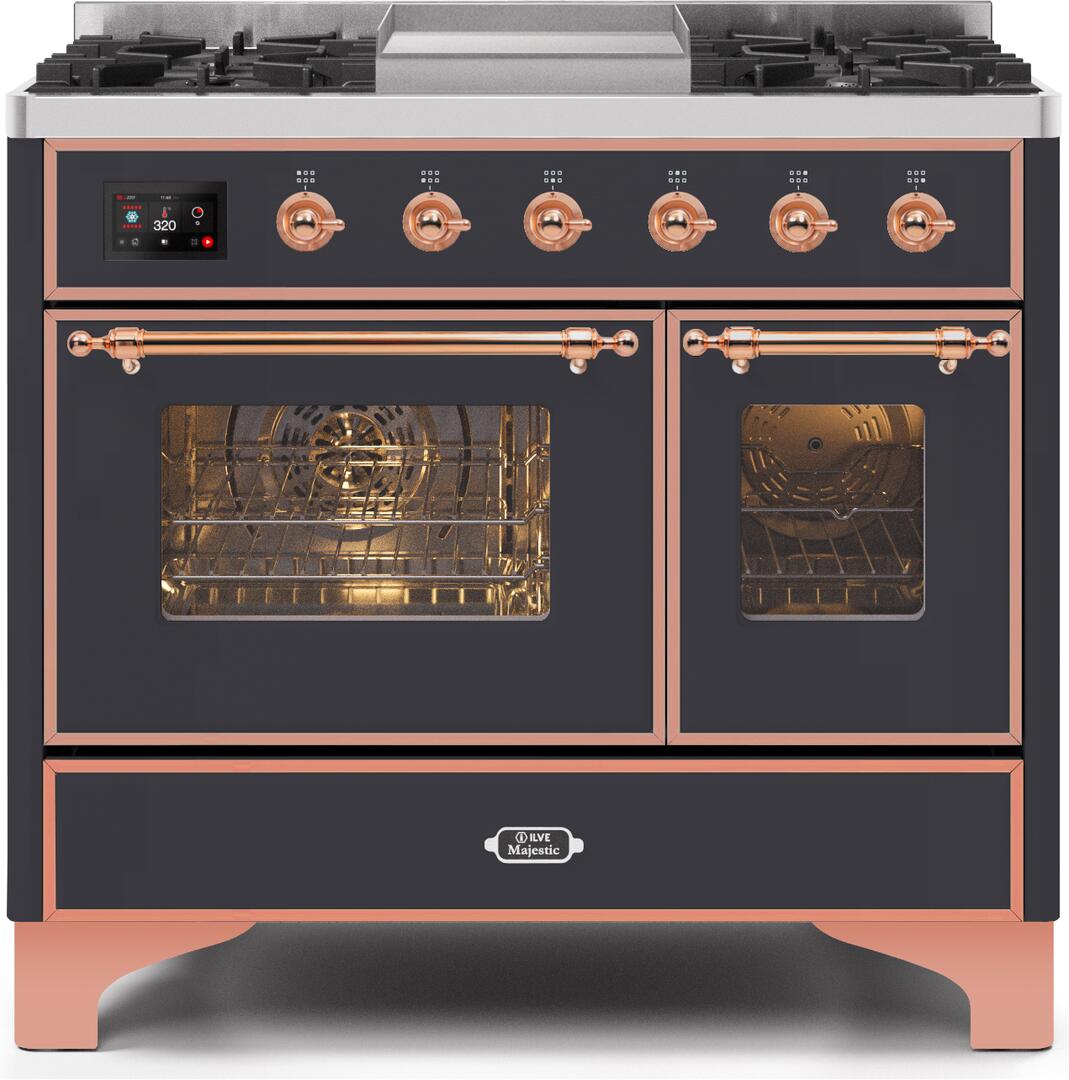 Majestic II 40 Inch Dual Fuel Natural Gas Freestanding Range in Matte Graphite with Copper Trim