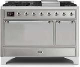 Majestic II 48 Inch Dual Fuel Natural Gas Freestanding Range in Stainless Steel with Chrome Trim