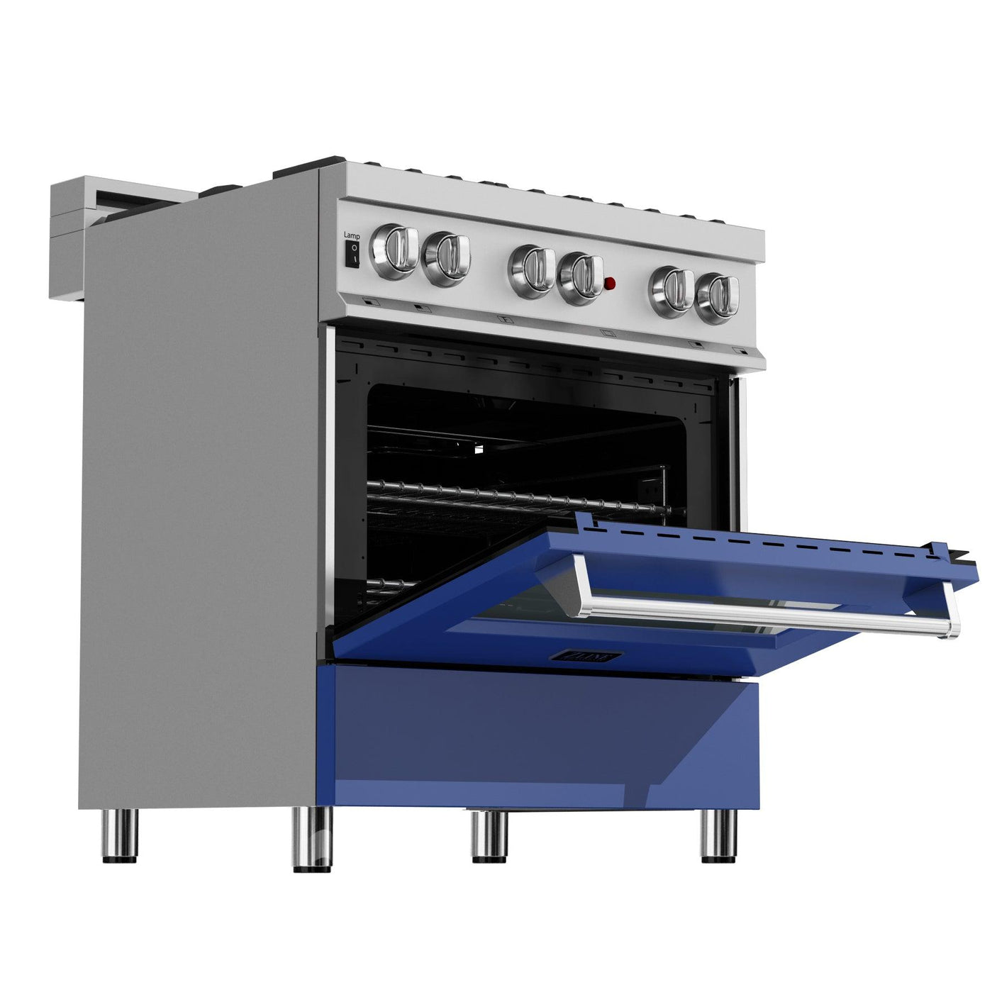 ZLINE 30 in. 4.0 cu. ft. Dual Fuel Range with Gas Stove and Electric Oven in All DuraSnow Stainless Steel with Color Door Options (RAS-SN-30) [Color: Blue Matte]