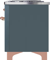 Majestic II 60 Inch Dual Fuel Natural Gas Freestanding Range in Blue Grey with Copper Trim