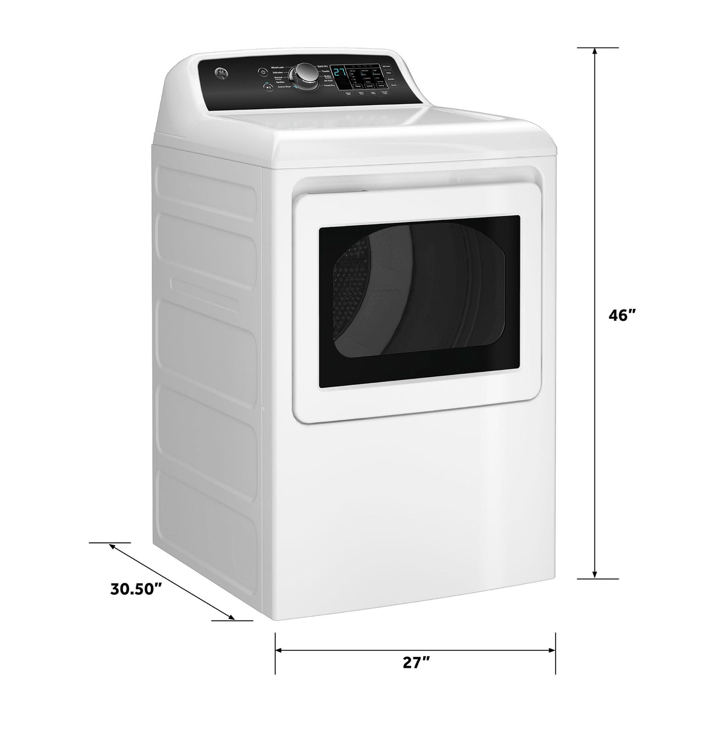 GE® 7.4 cu. ft. Capacity Electric&#x00A0;Dryer with Up To 120 ft. Venting&#x00A0;and&#x00A0;Sensor Dry