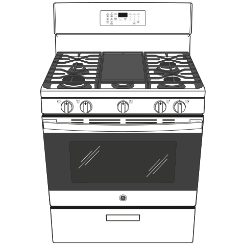 GE® 30" Free-Standing Gas Convection Range with No Preheat Air Fry