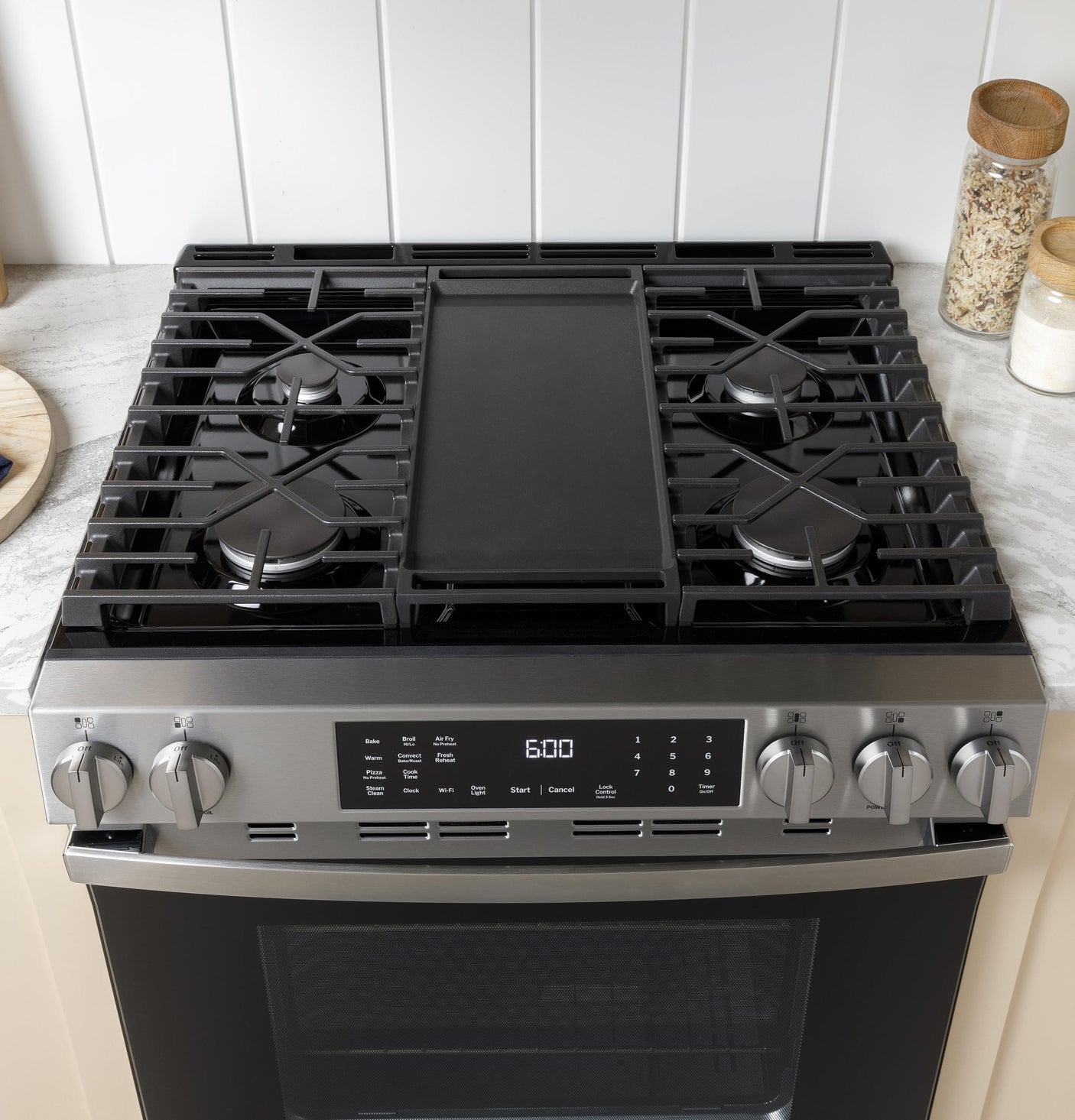 GE® 30" Slide-In Front-Control Gas Range with Crisp Mode