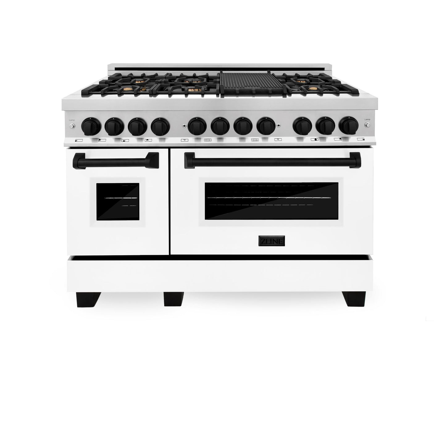 ZLINE Autograph Edition 48" 6.0 cu. ft. Dual Fuel Range with Gas Stove and Electric Oven in Stainless Steel with White Matte Door with Accents (RAZ-WM-48) [Color: Matte Black]