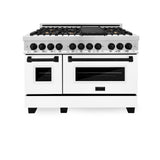 ZLINE Autograph Edition 48" 6.0 cu. ft. Dual Fuel Range with Gas Stove and Electric Oven in Stainless Steel with White Matte Door with Accents (RAZ-WM-48) [Color: Matte Black]