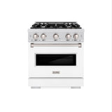 ZLINE 30 in. 4.2 cu. ft. Classic Gas Range with 4 Burner Cooktop and Convection Gas Oven in DuraSnow' Stainless Steel with White Matte Door (CGRS-WM-30)