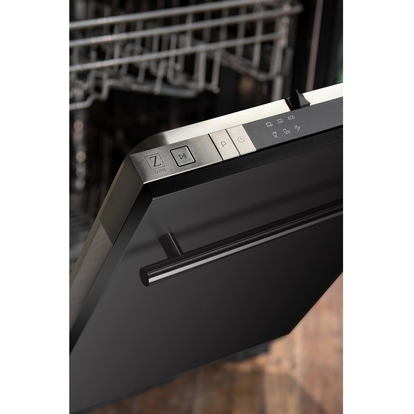 ZLINE 18 in. Compact Top Control Dishwasher with Stainless Steel Tub and Modern Style Handle, 52 dBa (DW-18) [Color: Black Stainless]