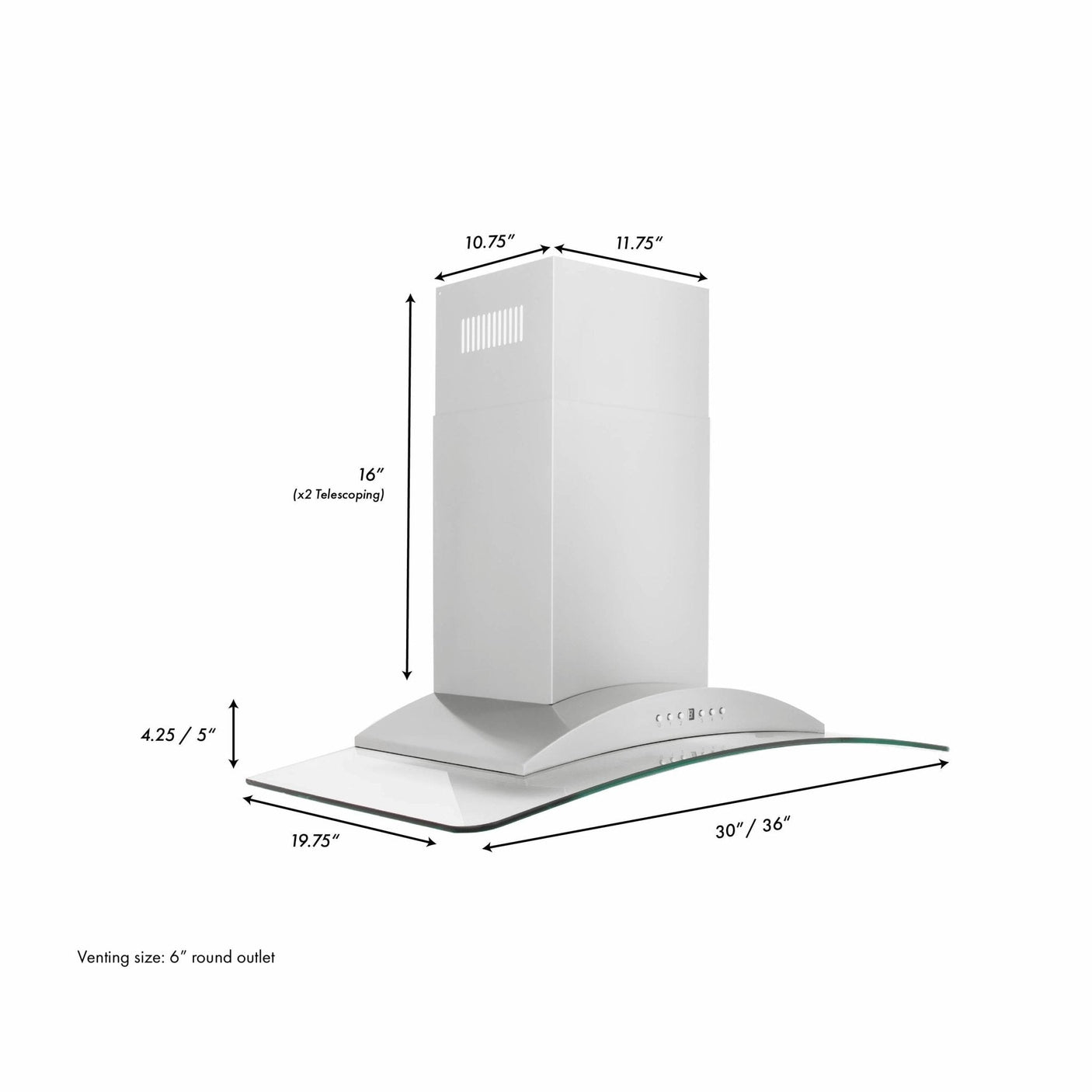 ZLINE Convertible Vent Wall Mount Range Hood in Stainless Steel & Glass (KN)