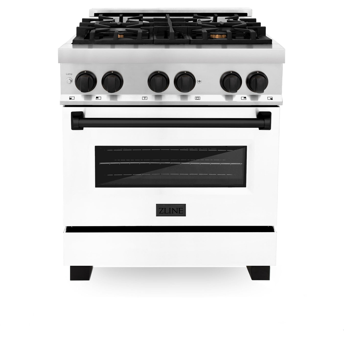 ZLINE Autograph Edition 30 in. 4.0 cu. ft. Dual Fuel Range with Gas Stove and Electric Oven in Stainless Steel with White Matte Door and Accents (RAZ-WM-30) [Color: Matte Black]