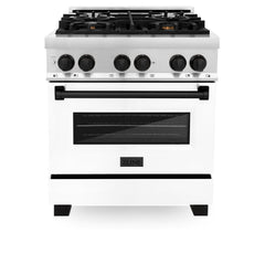 ZLINE Autograph Edition 30 in. 4.0 cu. ft. Dual Fuel Range with Gas Stove and Electric Oven in Stainless Steel with White Matte Door and Accents (RAZ-WM-30) [Color: Matte Black]