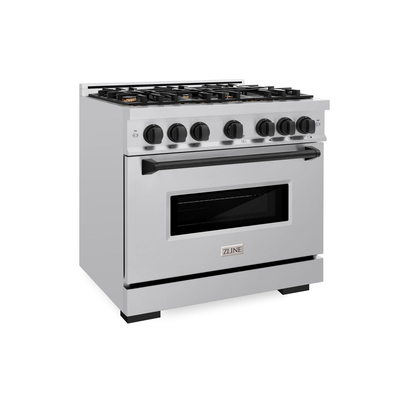 ZLINE Autograph Edition 36 in. 5.2 cu. ft. Classic Gas Range with 6 Burner Cooktop and Convection Gas Oven in Stainless Steel and Matte Black Accents (CGRZ-36-MB)