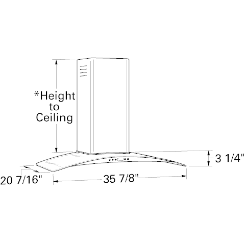 Monogram 36" Glass Canopy Wall-Mounted Hood