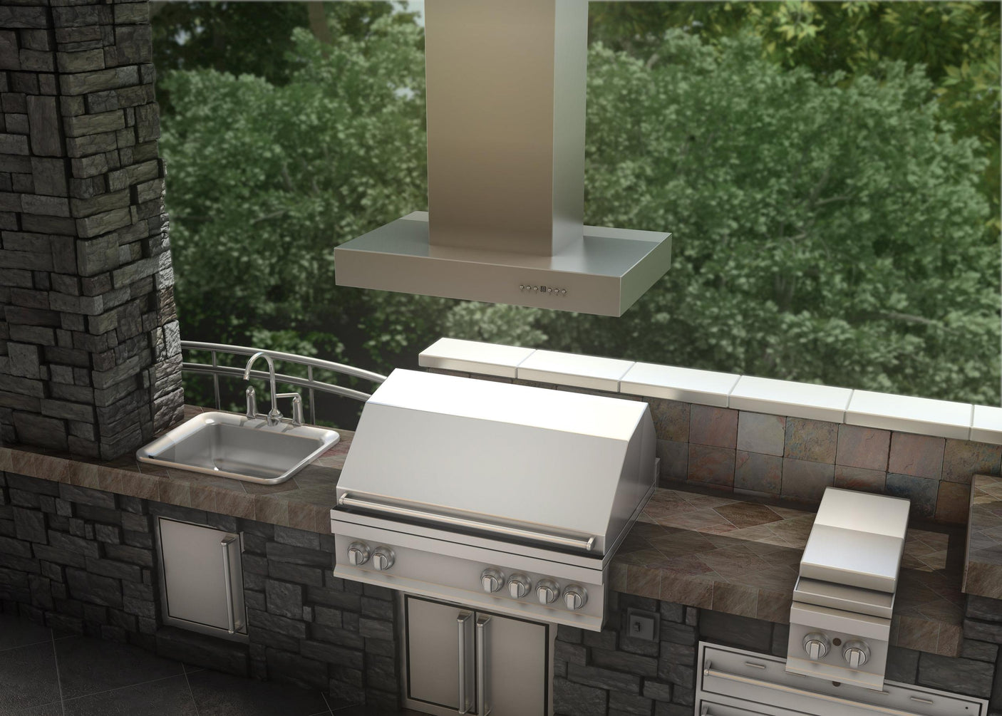 ZLINE 48 in. Outdoor Island Mount Range Hood in Stainless Steel (KECOMi-304-48)