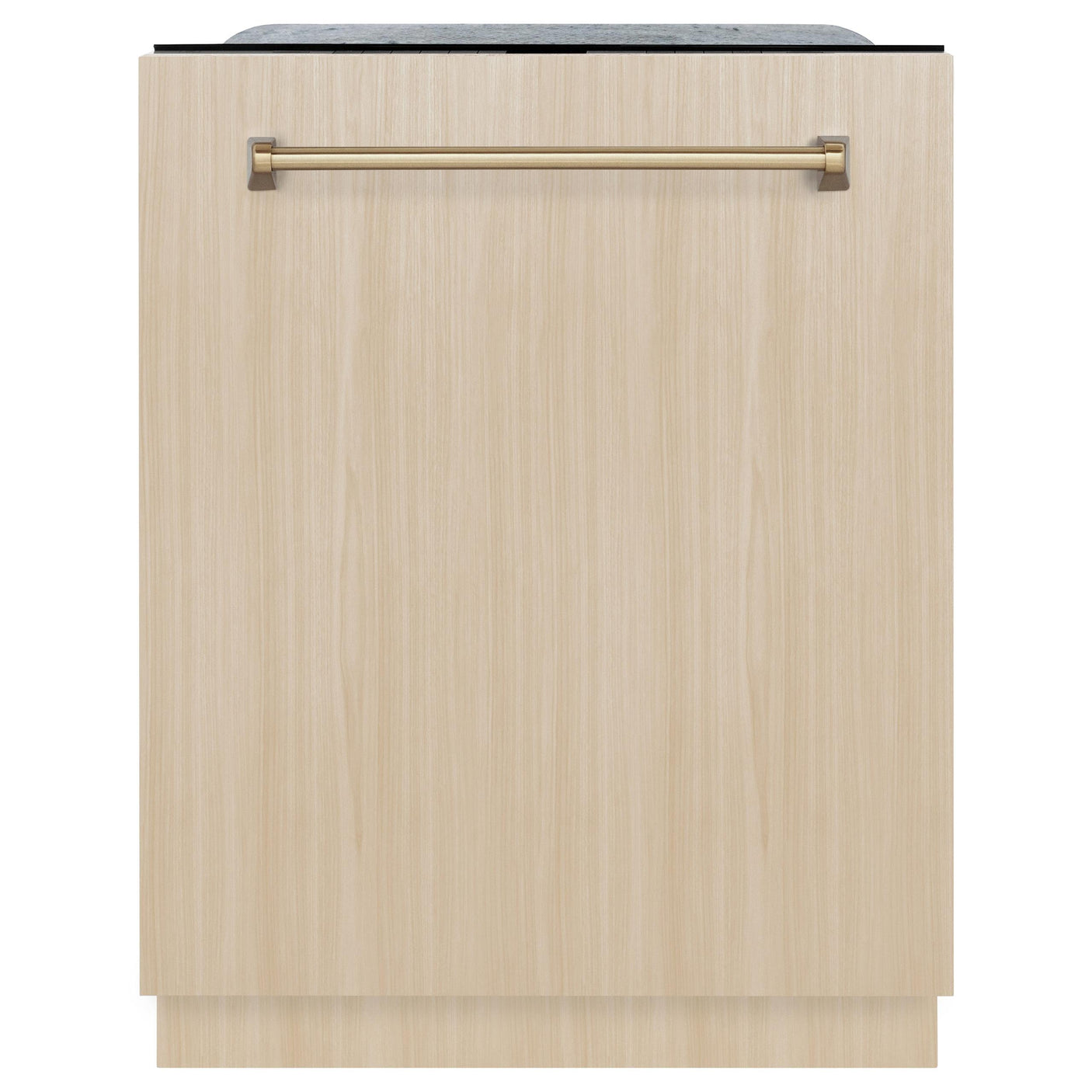 ZLINE Autograph Edition 24" Monument Series 3rd Rack Top Touch Control Tall Tub Dishwasher in Custom Panel Ready with Champagne Bronze Handle, 45dBa (DWMTZ-24-CB)