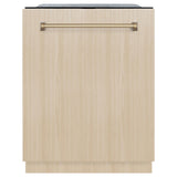 ZLINE Autograph Edition 24" Monument Series 3rd Rack Top Touch Control Tall Tub Dishwasher in Custom Panel Ready with Champagne Bronze Handle, 45dBa (DWMTZ-24-CB)