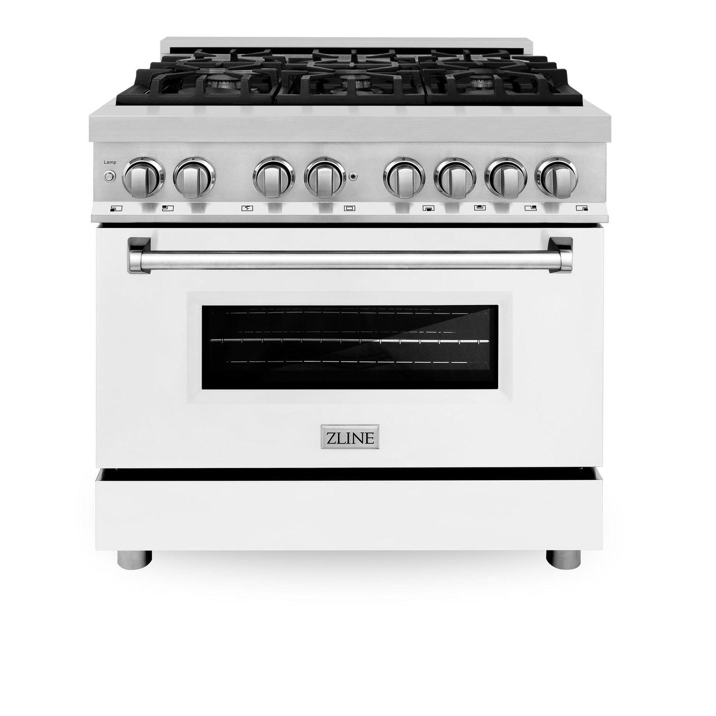 ZLINE 36 in. Dual Fuel Range with Gas Stove and Electric Oven in Stainless Steel (RA36) [Color: White Matte]