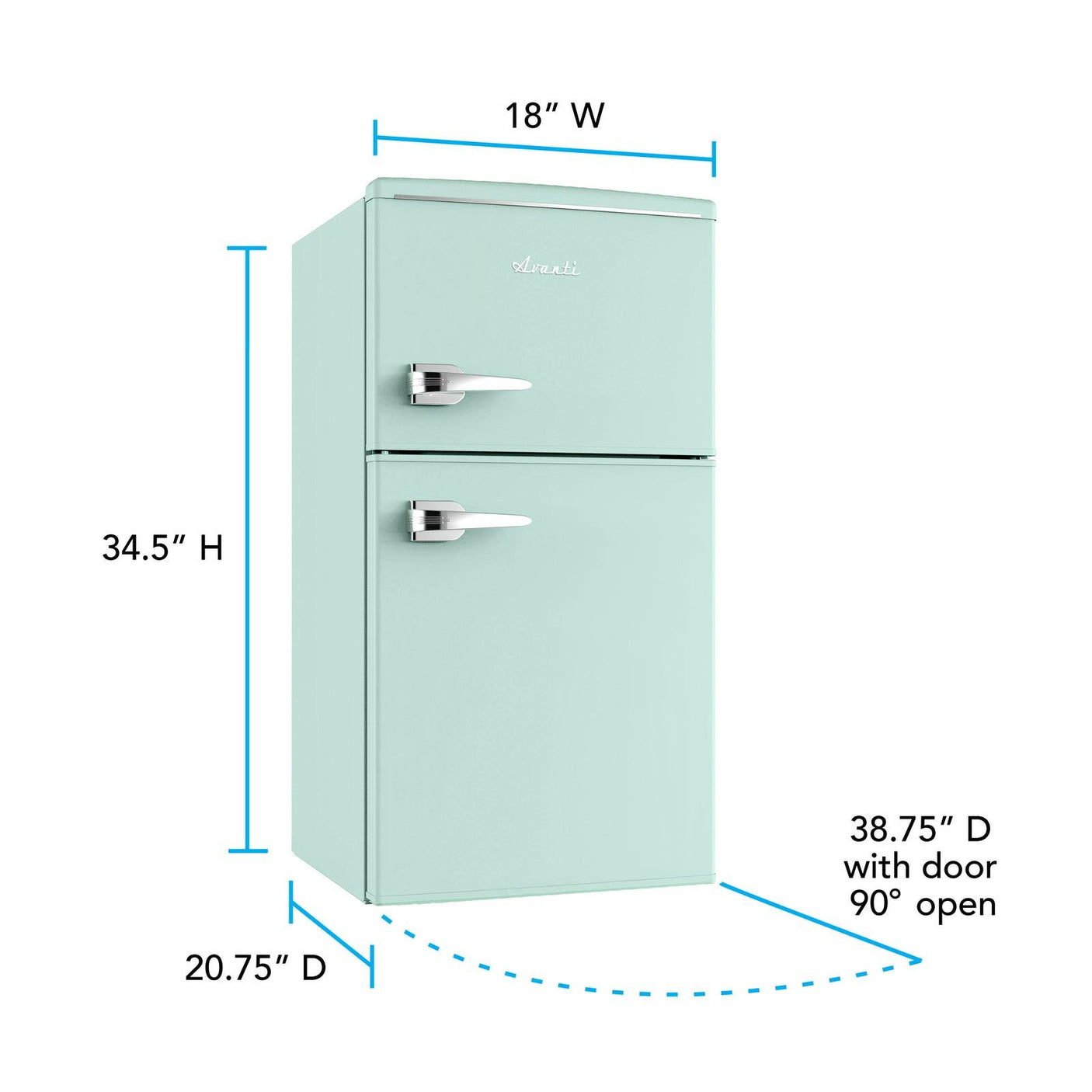 Avanti Retro Series Compact Refrigerator and Freezer, 3.0 cu. ft. - Robin's Egg Blue / 3.0 cu. ft.