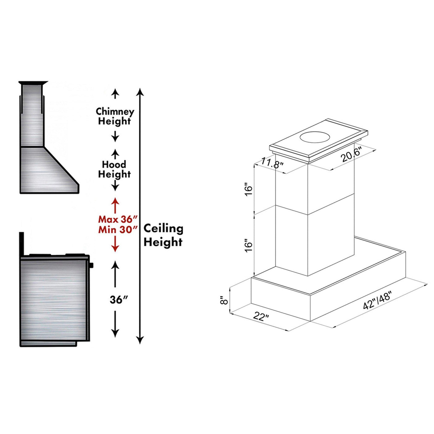 ZLINE Convertible Designer Series Wooden Wall Mount Range Hood in Butcher Block (681W) [Size: 36 inch]