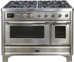 Majestic II 48 Inch Dual Fuel Liquid Propane Freestanding Range in Stainless Steel with Chrome Trim