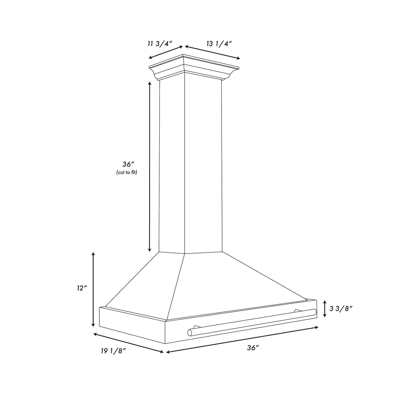 ZLINE 36 in. Autograph Edition Black Stainless Steel Wall Mount Range Hood With Champagne Bronze Handle (BSKB4Z-36-CB)