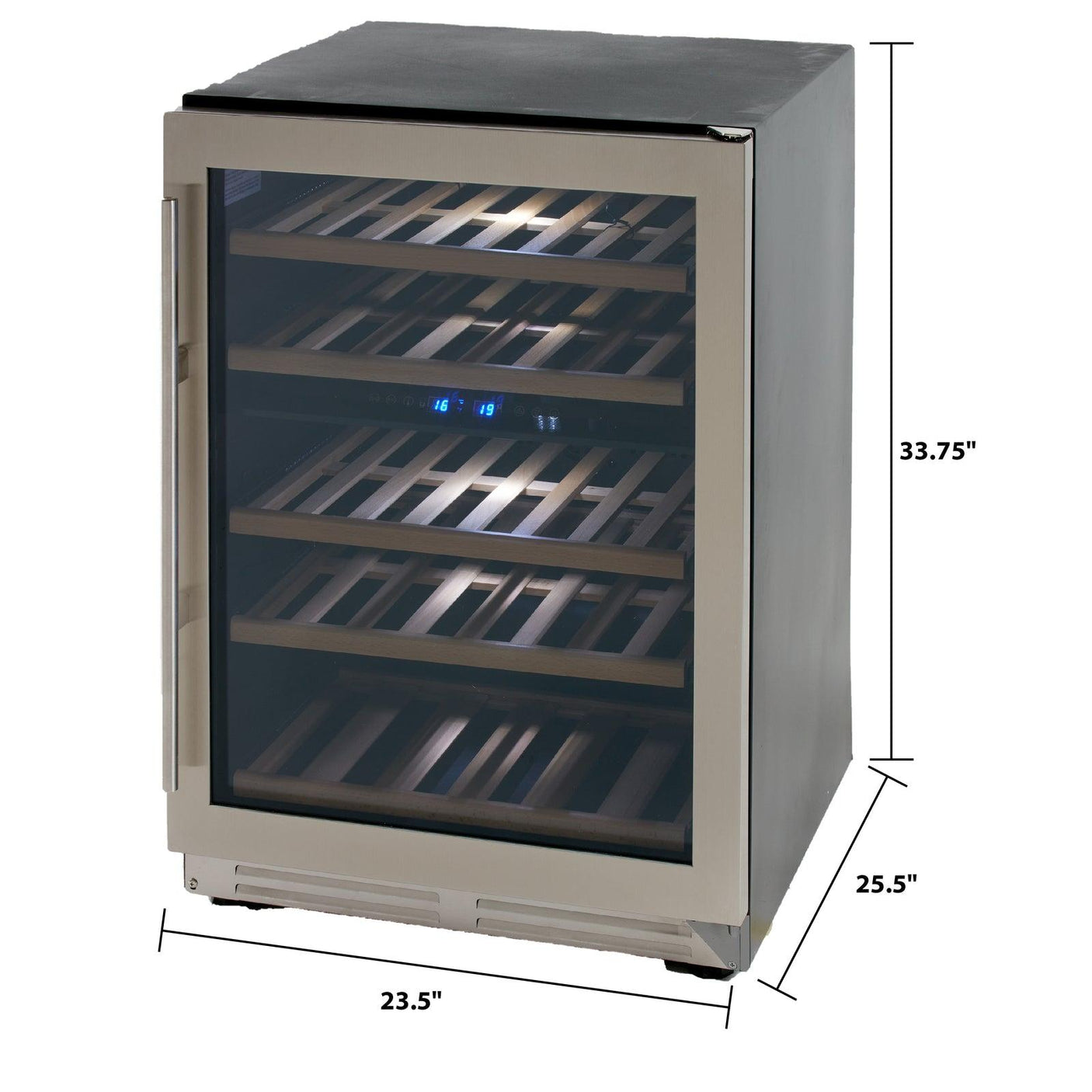 43 Bottle DESIGNER Series Dual-Zone Wine Cooler - Stainless Steel with Black Cabinet / 43 Bottles