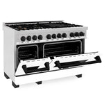 ZLINE Autograph Edition 48" 6.0 cu. ft. Dual Fuel Range with Gas Stove and Electric Oven in DuraSnow Stainless Steel with White Matte Door with Accents (RASZ-WM-48) [Color: Matte Black]