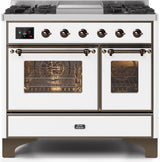 Majestic II 40 Inch Dual Fuel Liquid Propane Freestanding Range in White with Bronze Trim