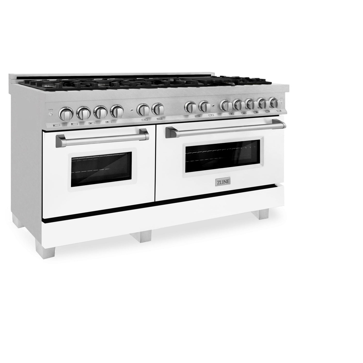 ZLINE 60 in. 7.4 cu. ft. Dual Fuel Range with Gas Stove and Electric Oven in DuraSnow Stainless Steel and Colored Door Options (RAS-60) [Color: DuraSnow Stainless Steel with Blue Matte Door]