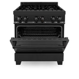 ZLINE 30 in. 4.0 cu. ft. Dual Fuel Range with Gas Stove and Electric Oven in Black Stainless Steel (RAB-30)