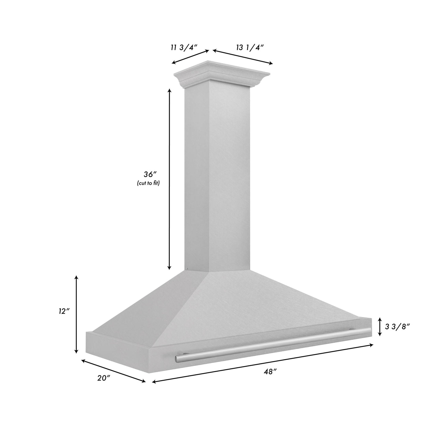 ZLINE 48 in. Convertible Fingerprint Resistant DuraSnow Stainless Steel Range Hood with Stainless Steel Handle (KB4SNX-48) [Color: DuraSnow Stainless Steel]