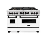 ZLINE Autograph Edition 48" 6.0 cu. ft. Range with Gas Stove and Gas Oven in Stainless Steel with White Matte Door with Accents (RGZ-WM-48) [Color: Champagne Bronze]