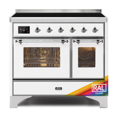 ILVE Majestic II 40 UMDI10NS3RAC Freestanding Electric Range with Induction Double Oven with Triple Glass Door in RAL Color with Chrome knobs