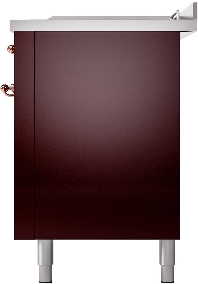 Nostalgie II 60 Inch Dual Fuel Liquid Propane Freestanding Range in Burgundy with Copper Trim