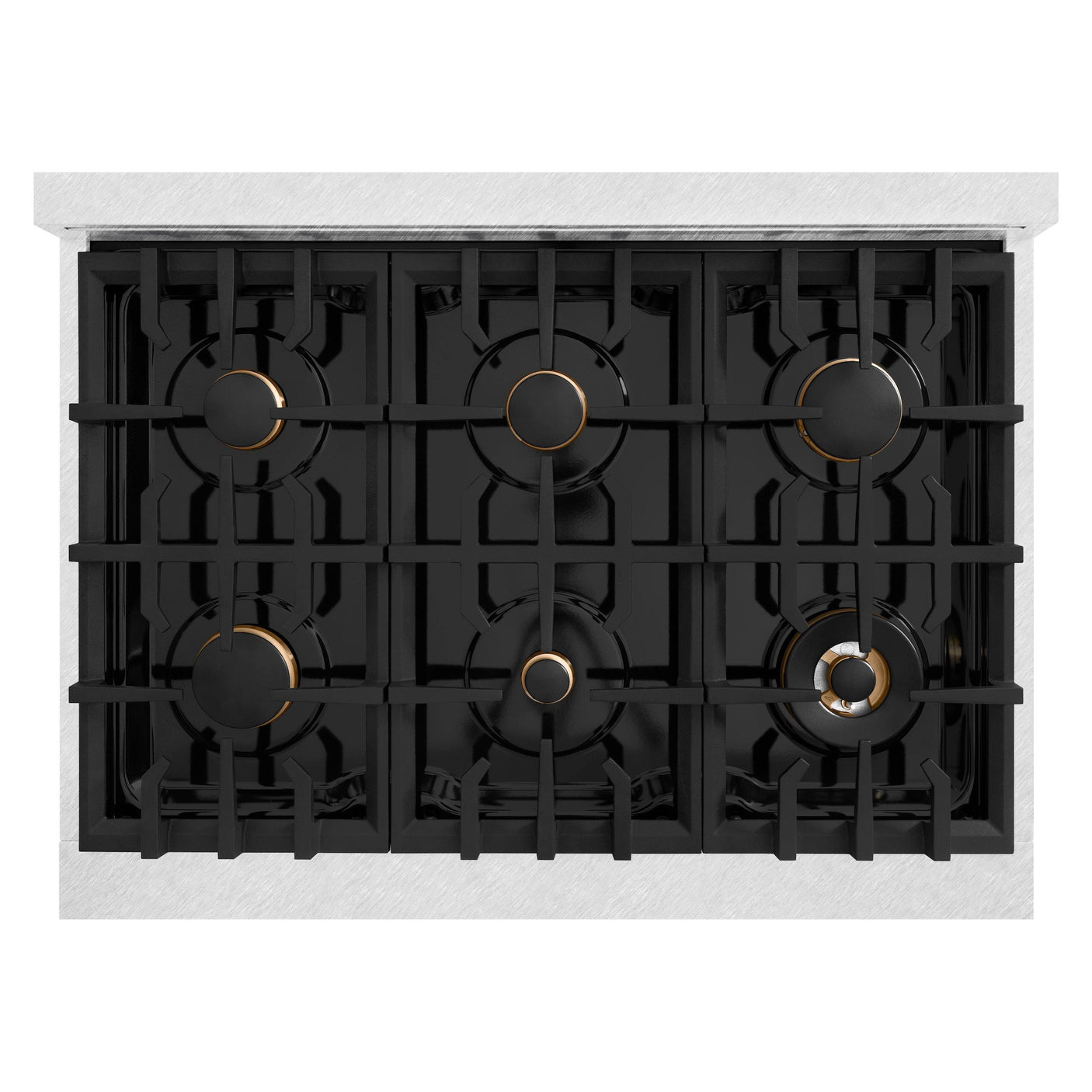 ZLINE Autograph Edition 36 in. 5.2 cu. ft. Select Dual Fuel Range with 6 Burner Gas Cooktop and Electric Convection Oven in DuraSnow' Stainless Steel with Champagne Bronze Accents (HDRSZ-36-CB)