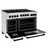 ZLINE Autograph Edition 48" 6.0 cu. ft. Range with Gas Stove and Gas Oven in Stainless Steel with White Matte Door with Accents (RGZ-WM-48) [Color: Matte Black]