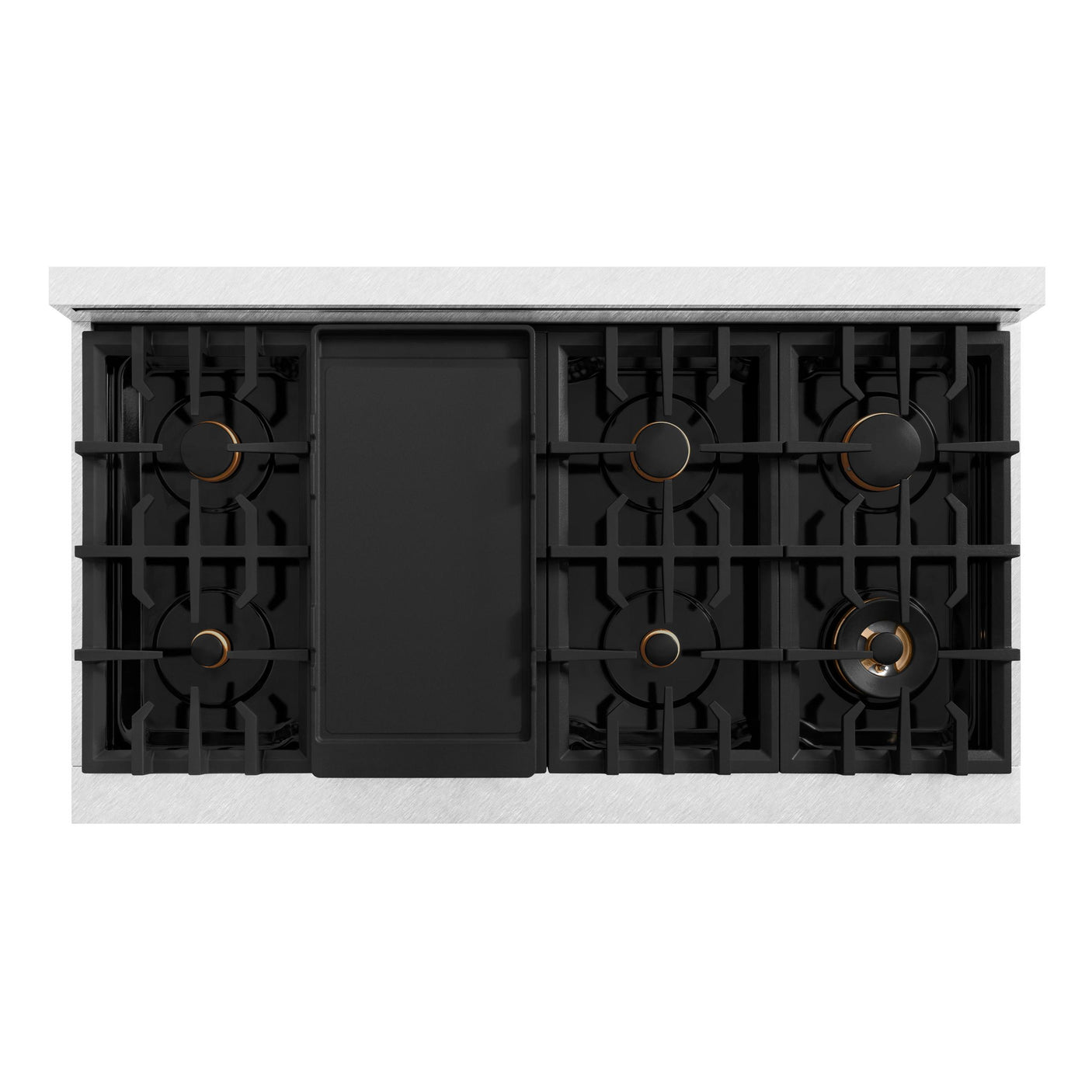 ZLINE Autograph Edition 48 in. 6.7 cu. ft. Select Double Oven Dual Fuel Range with 8 Burner Gas Cooktop in DuraSnow' Stainless Steel with White Matte Doors and Champagne Bronze Accents (HDRSZ-WM-48-CB)