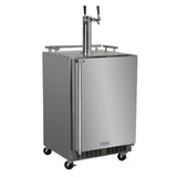 Outdoor 24" Twin Tap Mobile Beer Dispenser with Stainless Steel Door - Solid Stainless Steel Door With Lock - Right Hinge